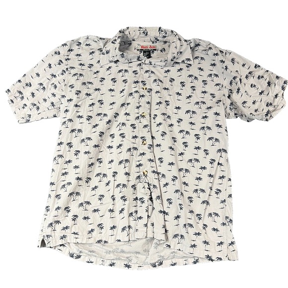 Ron Jon Other - Ron John Shirt Mens Large Button Up Hawaiian Gray Short Sleeve Beach‎ Travel EUC
